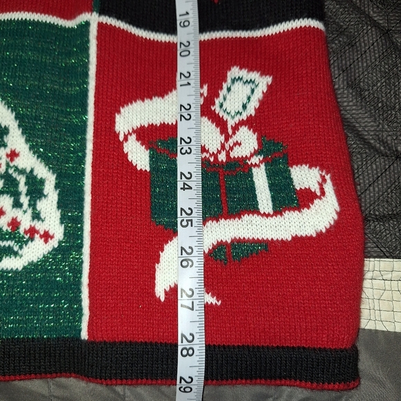 Vtg Nutcracker Ugly Christmas Sweater Tree Presents Snowflake Bell Sz L *Stain - Picture 9 of 10